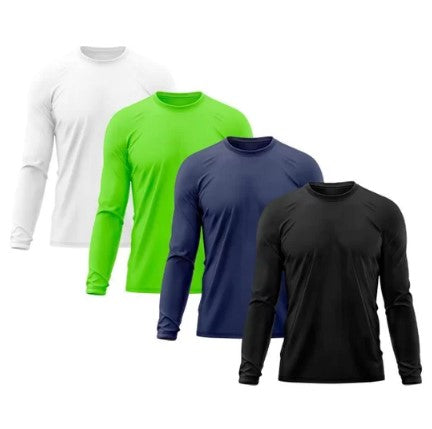 Kit 4 Camiseta Masculina Segunda Pele Proteo Solar UV Trmica Praia Manga Longa Blusa Camisa–Premium
