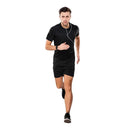 Kit Shorts Bermuda Camiseta Fitness Corrida MASCULINA ALGODO 303 - PretoCinza–Clássico